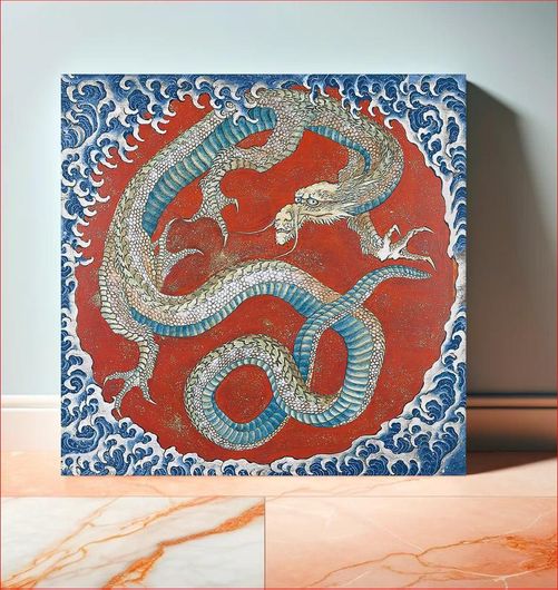 Πίνακας Dragon by Hokusai on the ceiling of a festival float, Hokusaikan, Obuse, Nagano, Japan... 60x60