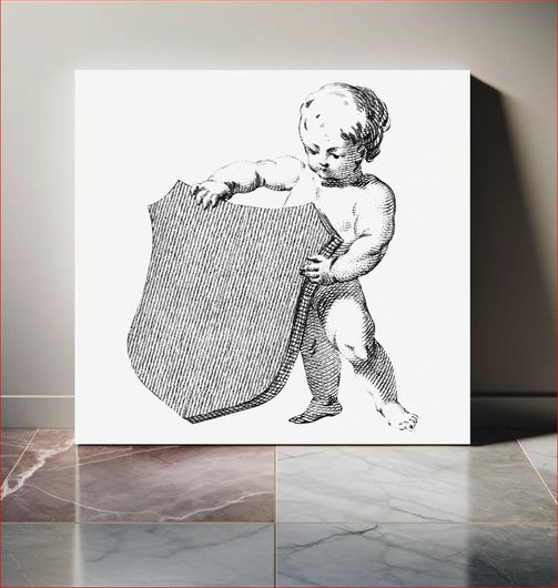 Πίνακας Cherub from Putto met een schild met het wapen van Witsen (1765) by Cornelis Ploos van... 50x50