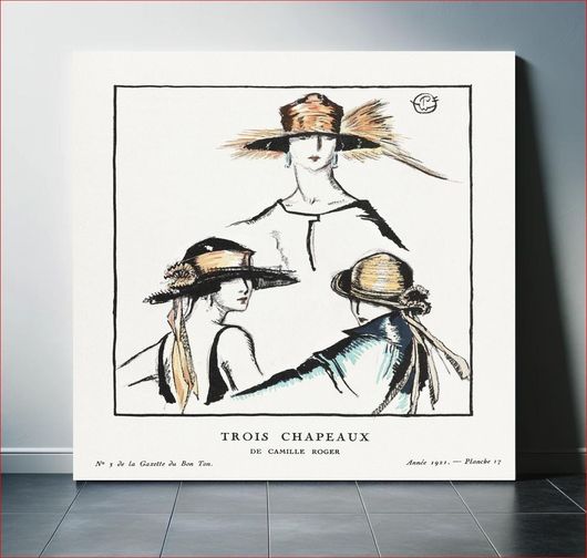 Πίνακας Trois chapeaux / De Camille Roger (1921) by Porter Woodruff, published in Gazette du Bon... 80x80