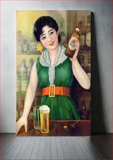 Πίνακας Asahi Beer Woman Dai Nippon Brewery Company Poster (1920) chromolithograph by Teiji... 60x90