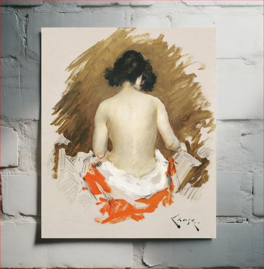 Πίνακας Naked Japanese woman with a kimono, vintage erotic art. Nude (1901) by William Merritt... 30x40