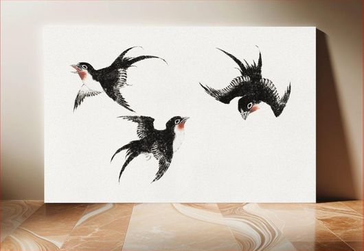 Πίνακας Katsushika Hokusai's birds, from Album of Sketches (1814) vintage Japanese woodblock... 170x115