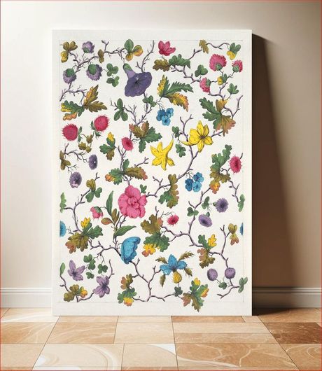 Πίνακας Floral design for printed textile (1800-1818) pattern art background by Louis-Albert... 130x200