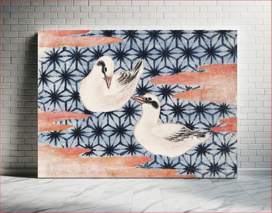 Πίνακας Katsushika Hokusai's birds, from Album of Sketches (1814) vintage Japanese woodblock... 30x20