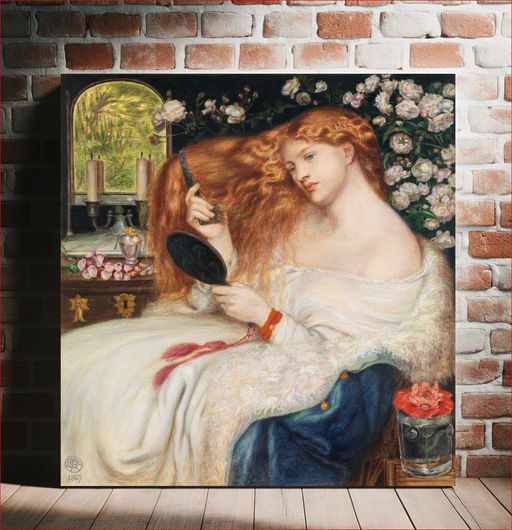 Πίνακας Lady Lilith (1867), vintage woman painting by Dante Gabriel Rossetti and Henry Treffry... 80x80