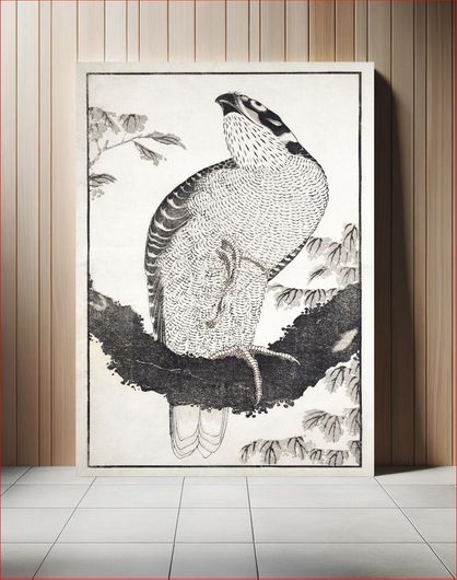 Πίνακας Katsushika Hokusai's bird, from Album of Sketches (1814) vintage Japanese woodblock... 30x40