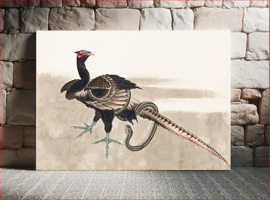 Πίνακας Katsushika Hokusai's Pheasant and Snake (18th–19th century), vintage Japanese... 40x30