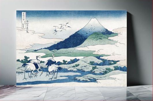 Πίνακας Katsushika Hokusai's Umezawa Manor in Sagami Province (1830–1833) vintage woodblock print 50x40