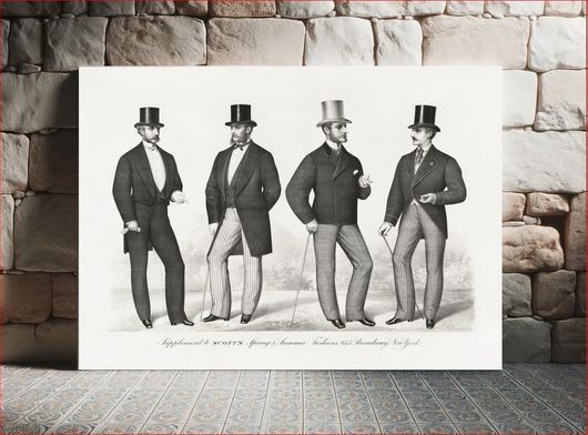 Πίνακας Supplement to Scott's spring & summer fashions (1897), vintage men's apparel illustration 200x130