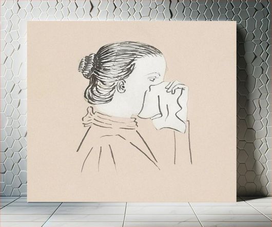 Πίνακας Head of a woman with a handkerchief against her nose (1894) by Julie de Graag (1877-1924) 50x50