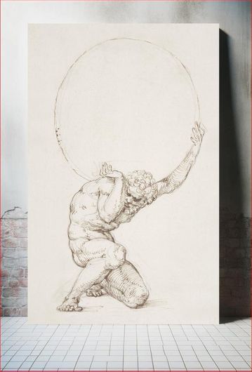 Πίνακας Crouching Figure of Atlas (1481–1536), vintage illustration by Baldassare Tommaso Peruzzi 120x180