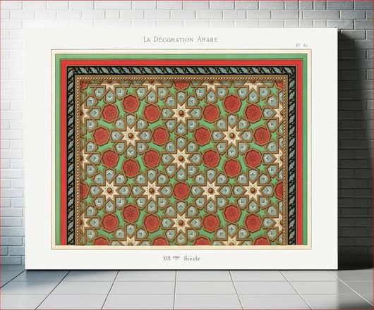 Πίνακας Vintage arabesque decoration, plate no. 64, Emile Prisses d’Avennes, La Decoration Arabe 50x40