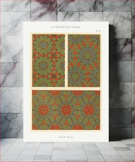 Πίνακας Vintage arabesque decoration, plate no. 68, Emile Prisses d’Avennes, La Decoration Arabe 130x200