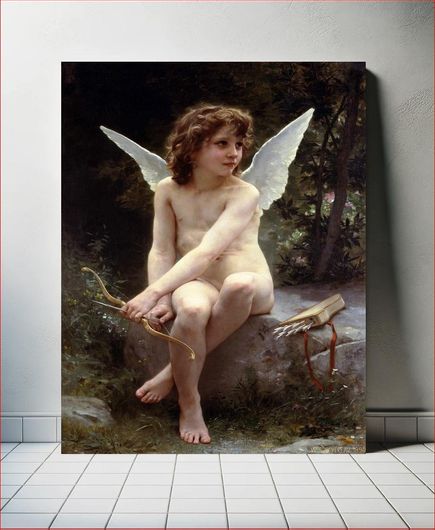 Πίνακας Amour A L'affut (Cupid on the lookout) (1890) oil painting by William-Adolphe Bouguereau 100x150