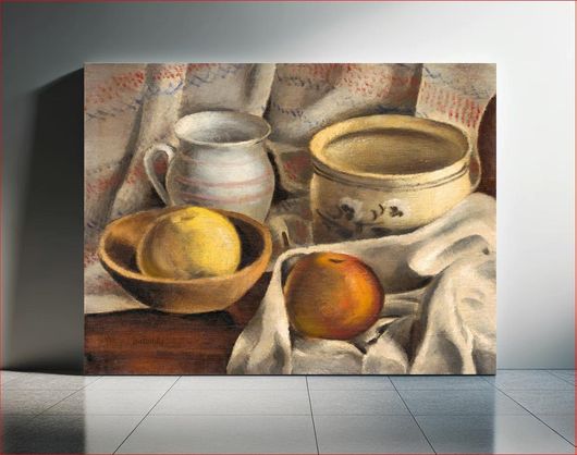 Πίνακας Still life with ceramic pots and apples (1925–1927), vintage painting by Mikulas Galanda 180x120