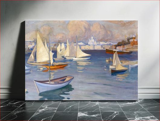 Πίνακας The Nyländska Jaktklubben Harbour in Helsinki (1899) oil painting art by Albert Edelfelt 100x70