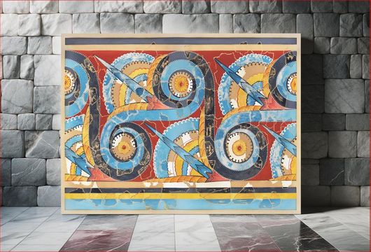 Πίνακας Reproduction of the "Great S–spiral frieze" fresco ca. 1400–1200 B.C. by Emile Gilliéron 30x20