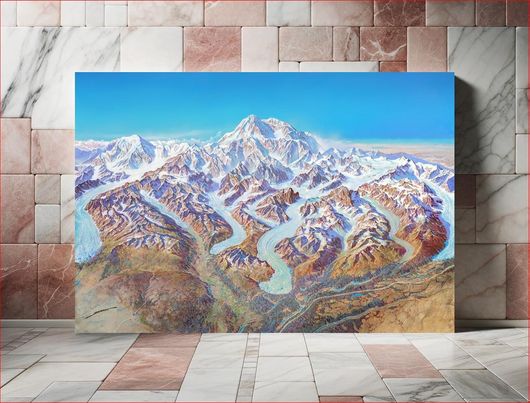 Πίνακας Panorama of Denali National Park (1994) mountain landscape painted by Heinrich C. Berann 200x130