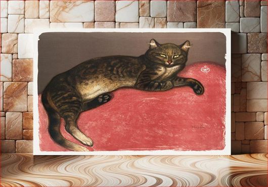 Πίνακας L'Hiver: Chat sur un Coussin (1909) chromolithograph art by Théophile Alexandre Steinlen 65x40