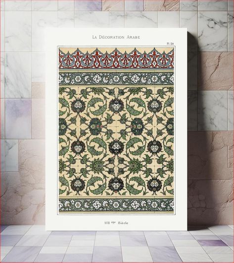 Πίνακας Vintage arabesque decoration, plate no. 54, Emile Prisses d’Avennes, La Decoration Arabe 80x120