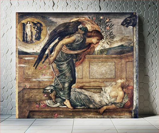 Πίνακας Cupid and Psyche: Cupid Finding Psyche Asleep by a Fountain (1881) by Edward Burne–Jones 60x60