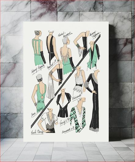 Πίνακας Sketches taken in Couture (1931) by Dupouy-Magnin, Jane Regny, Bernard & Cie and Mirande 40x50
