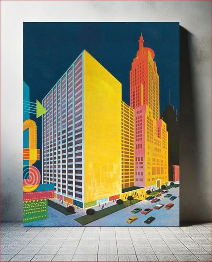 Πίνακας Sheraton-Chicago Hotel, 505 North Michigan Avenue, Illinois (1960–1979) vintage postcard 30x40