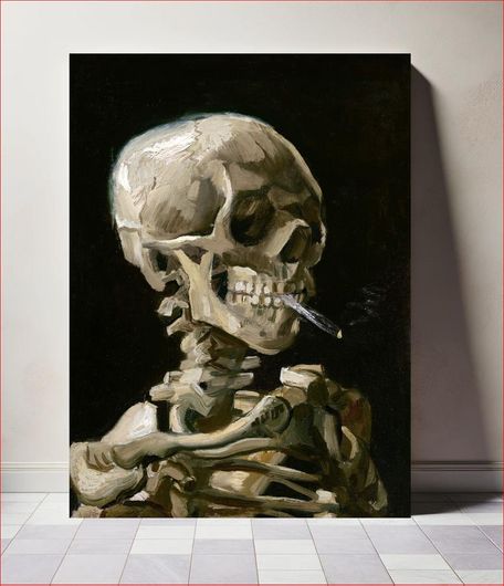 Πίνακας Vincent van Gogh's Head of a skeleton with a burning cigarette (1886) aesthetic painting 115x170