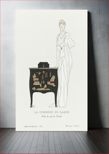 Πίνακας La commode en laque (1914) by Bernard Boutet de Monvel, published in Gazette de Bon Ton 70x100