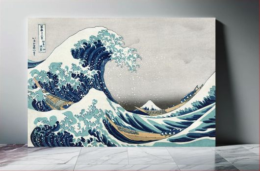 Πίνακας Hokusai's The Great Wave at Kanagawa (1760-1849) vintage Japanese Ukiyo-e woodcut print 120x80
