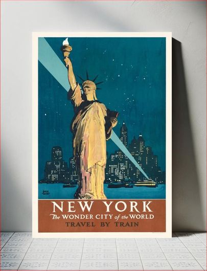 Πίνακας New York, the wonder city of the world Travel by train (1927) poster by Adolph Treidler 60x90