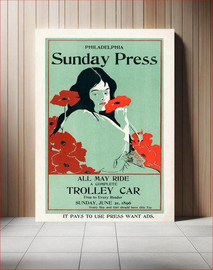 Πίνακας All may ride; a complete trolley car free to every reader (1896) by George Reiter Brill 70x100