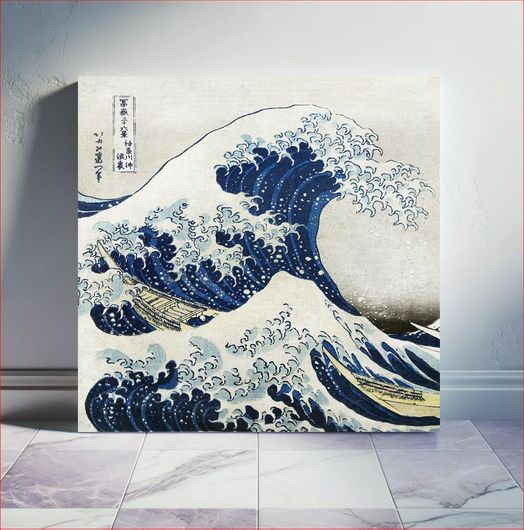 Πίνακας Hokusai's The Great Wave at Kanagawa (1760-1849) vintage Japanese Ukiyo-e woodcut print 130x130