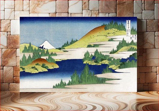 Πίνακας Katsushika Hokusai's Hakone Lake in Sagami Province (1830–1833) vintage woodblock print 150x100