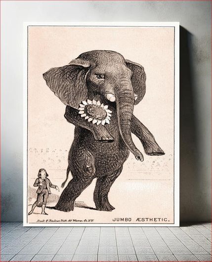 Πίνακας Jumbo aesthetic. Clark's O.N.T. Spool Cotton (1870–1900), vintage elephant illustration 115x170