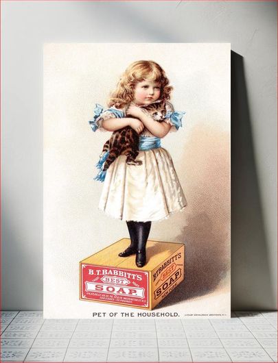 Πίνακας Pet of the household - B. T. Babbitt's Best Soap (1870–1900), vintage girl illustration 30x40
