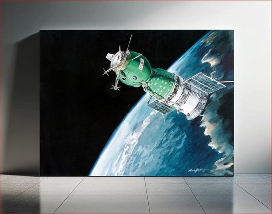 Πίνακας The Soyuz 19 ASTP spacecraft by Paul Fjeld (1975) illustrated photo by NASA/Paul Fjeld 120x80