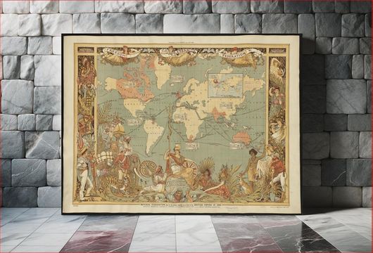 Πίνακας Imperial Federation, map of the world showing the extent of the British Empire in 1886 65x40