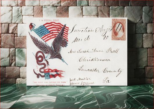 Πίνακας Civil War envelope showing an eagle carrying an American flag (1861) by John S Trimble 170x115