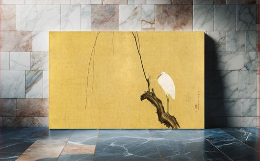 Πίνακας Heron on a willow branch (1615-1868) vintage Japanese woodblock print by Maruyama Okyo 30x20