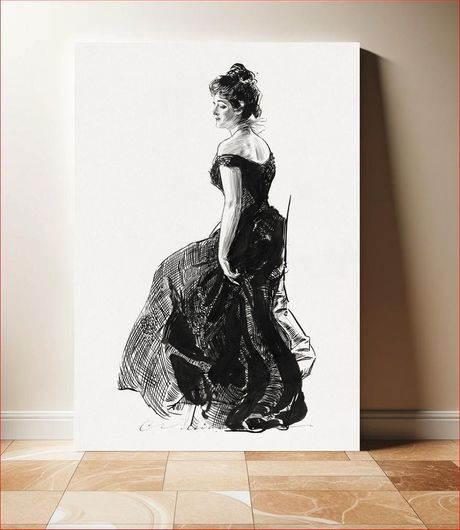 Πίνακας Woman in black evening dress (1901), vintage woman illustration by Charles Dana Gibson 115x170