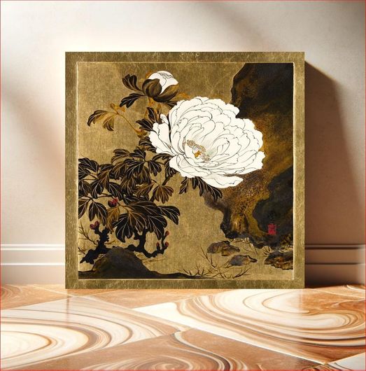 Πίνακας Lacquer Paintings of Various Subjects: Peonies, flower illustration by Shibata Zeshin 80x80
