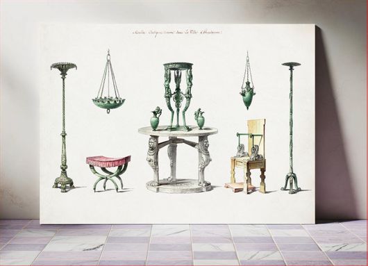 Πίνακας Vases, Furniture, and Objects Discovered at Herculaneum (1777) by Pierre-Adrien Pâris 200x130