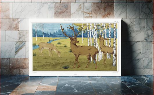 Πίνακας Cerfs from L'animal dans la décoration (1897) illustrated by Maurice Pillard Verneuil 180x120