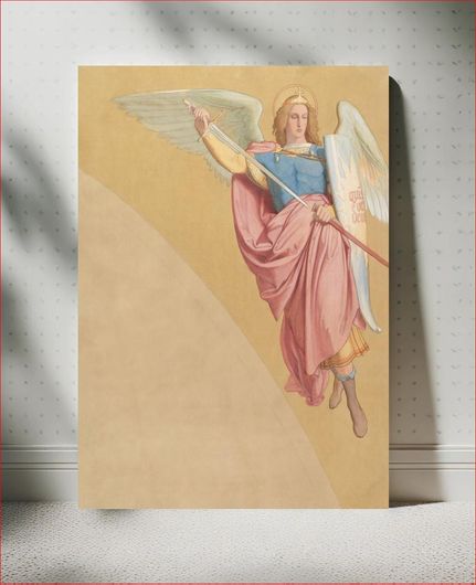 Πίνακας Archangel Drawing a Sword (1825–86), vintage illustration by Eduard Jakob von Steinle 40x65