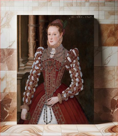 Πίνακας Portrait of a Young Woman (1567), vintage woman illustration by Steven van der Meulen 130x200