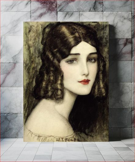 Πίνακας Girl's head with curls (1927), vintage woman illustration by Wladyslaw Theodore Benda 70x100