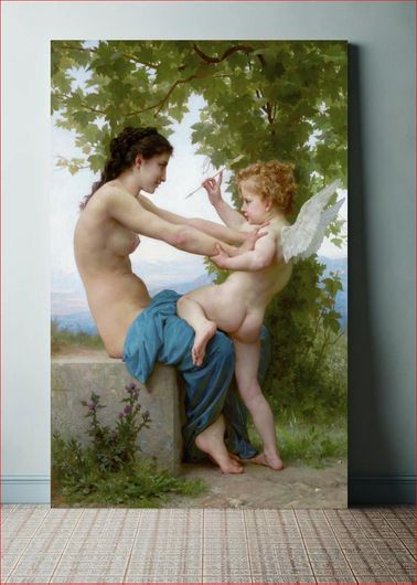 Πίνακας A Young Girl Defending Herself against Eros (1825-1905) by William-Adolphe Bouguereau 80x120