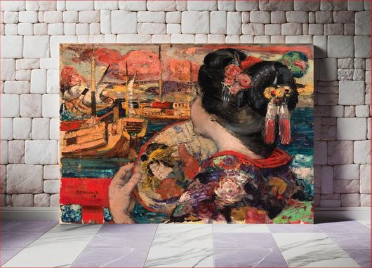 Πίνακας The Balcony, Yokohama (1894) vintage Japanese illustration by Edward Atkinson Hornel 150x100