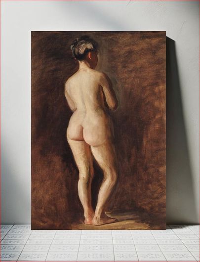 Πίνακας Woman showing her nude bum. Standing Female Nude (back view) (1908) by Thomas Eakins 60x90